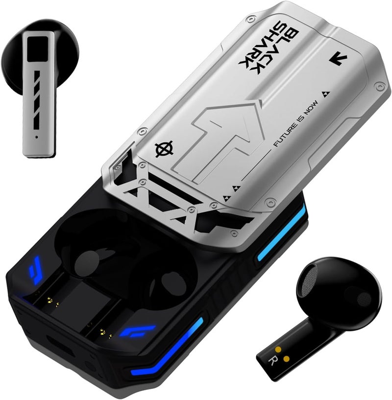 BLACK SHARK T11 True Wireless Bluetooth Earbuds with Active Noise Cancellation, Bluetooth 5.3, 30 Hour Battery Life, RGB Lighting Effects (Gray) - Image 1
