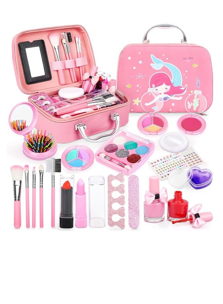 Dreamon Real Makeup Set for Kids, Washable Children Play Make Up Toys Nail Varnish Kit Non Toxic with Suitcase, Girl Gifts  - Image 1