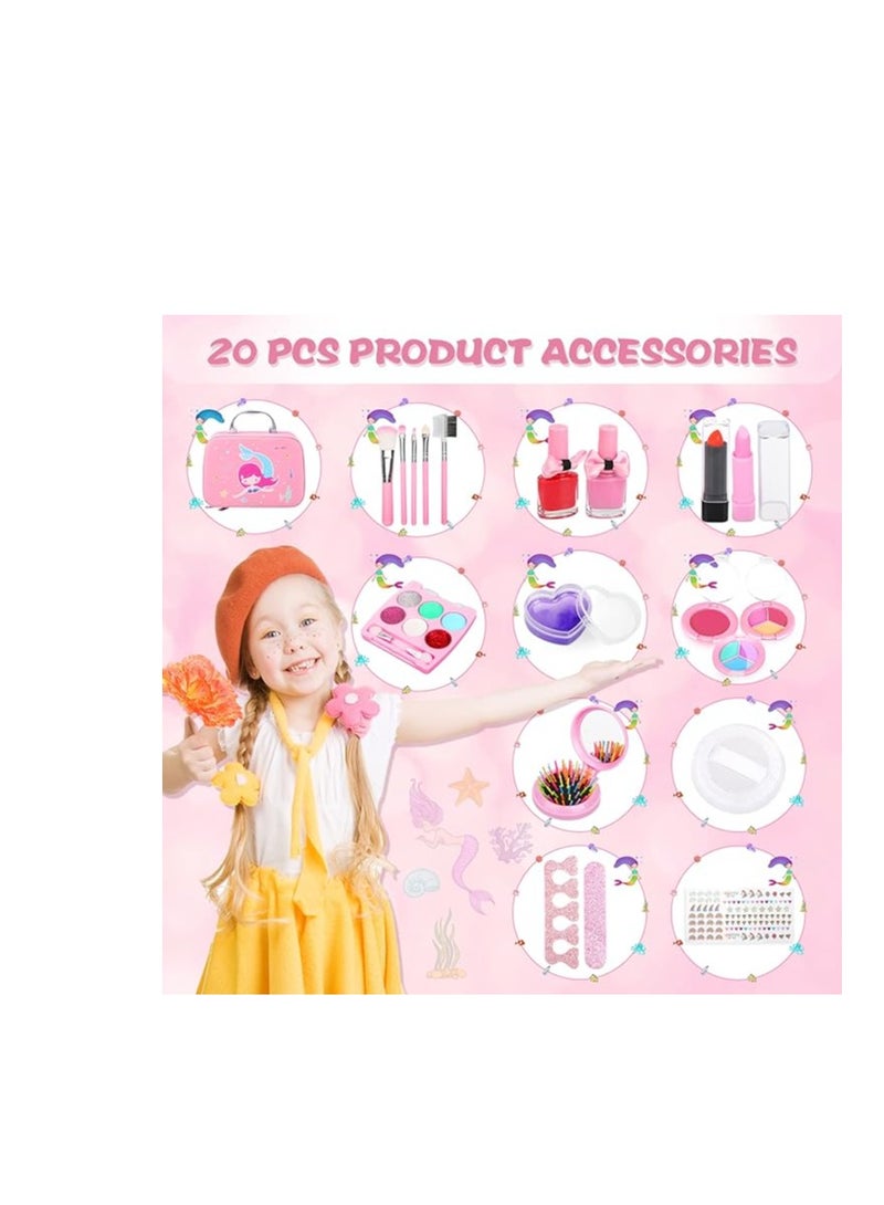 Dreamon Real Makeup Set for Kids, Washable Children Play Make Up Toys Nail Varnish Kit Non Toxic with Suitcase, Girl Gifts  - Image 2
