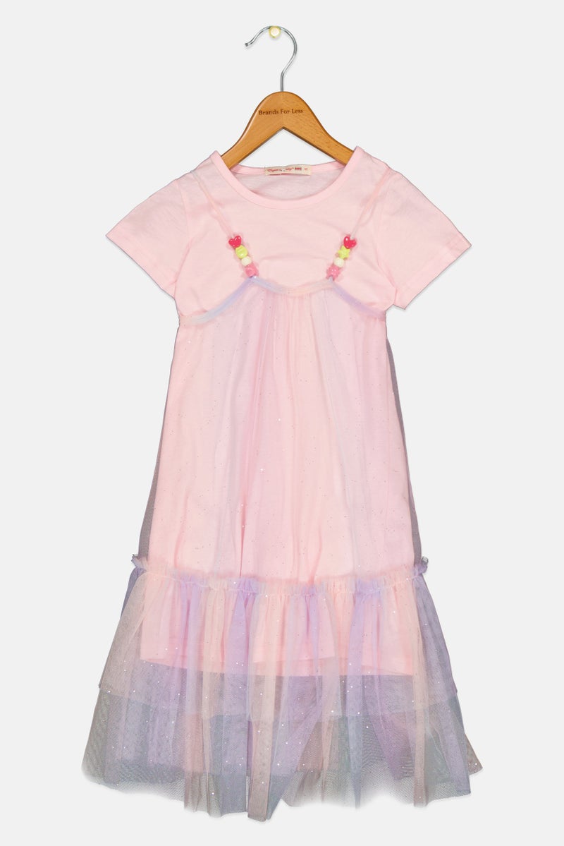 English Laundry Toddlers Girl Textured Short Sleeve  Dress, Pink - Image 1