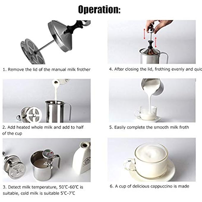 Sorandy خلاط حليب يدوي من الفولاذ المقاوم للصدأ 400 سم مكعب 304 بتصميم مقبض مريح وصناعة رائعة وتصميم شبكي رفيع مزدوج الطبقات مثالي للمنزل والمقهى والمطعم - Image 3