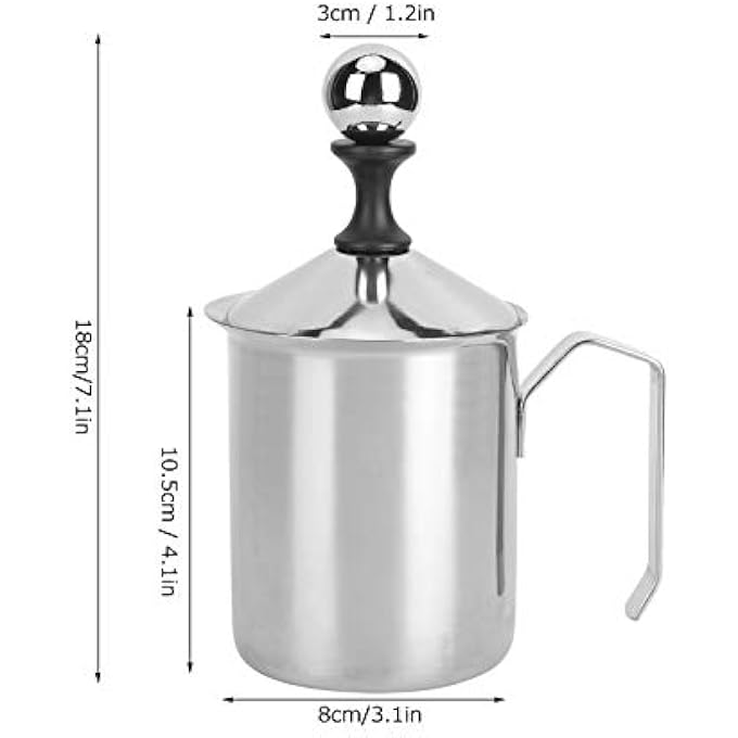 Sorandy خلاط حليب يدوي من الفولاذ المقاوم للصدأ 400 سم مكعب 304 بتصميم مقبض مريح وصناعة رائعة وتصميم شبكي رفيع مزدوج الطبقات مثالي للمنزل والمقهى والمطعم - Image 5