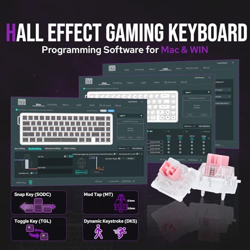 EPOMAKER HE68 Hall Effect Keyboard, 8000hz Polling, 0.01mm Adjustable Trigger, 0.125ms Latency, Creamy Gasket, Snap Key, SOCD, RGB, Wired Magnetic Gaming Keyboard for Mac/PC (White) - Image 5