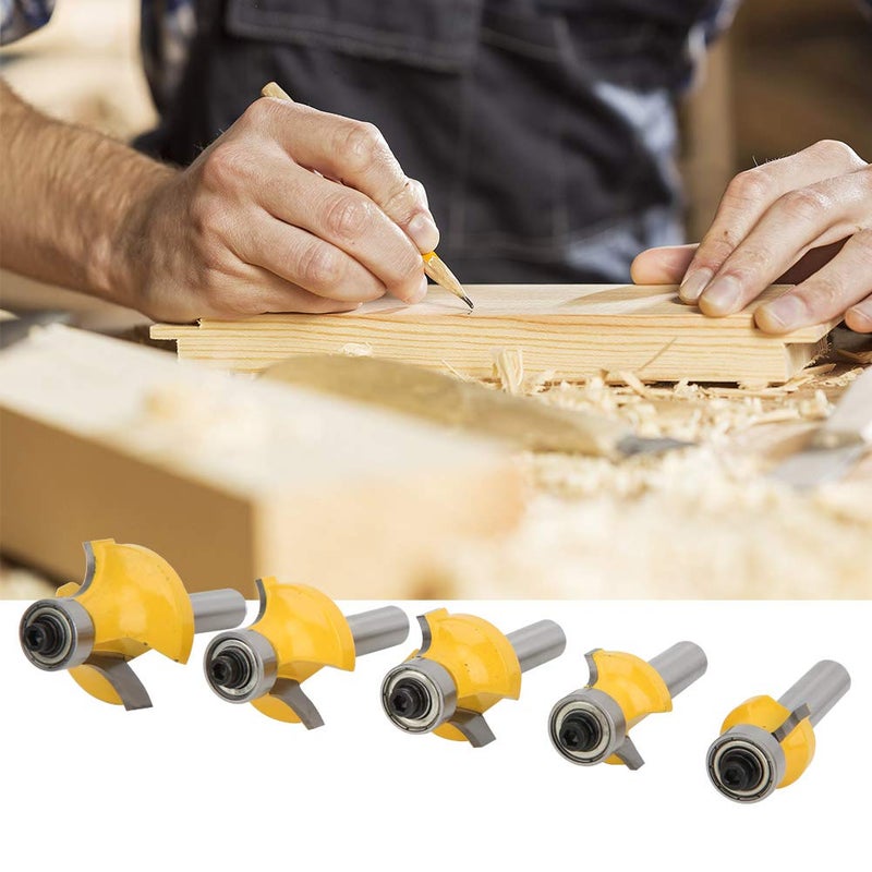 5 Pcs Router Bit Set, 8mm Shank Round Corner Trimming Router Bit for Woodworking, YG8 Alloy Milling Cutter with Rust - Coating for Inverted R Cutting - Image 5