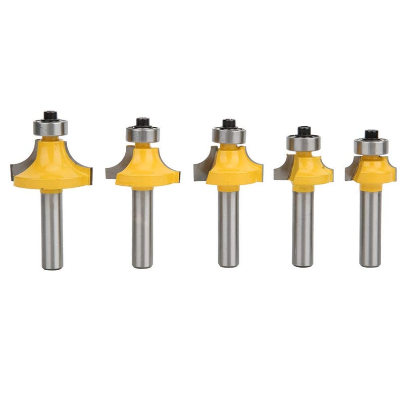 5 Pcs Router Bit Set, 8mm Shank Round Corner Trimming Router Bit for Woodworking, YG8 Alloy Milling Cutter with Rust - Coating for Inverted R Cutting - Image 1