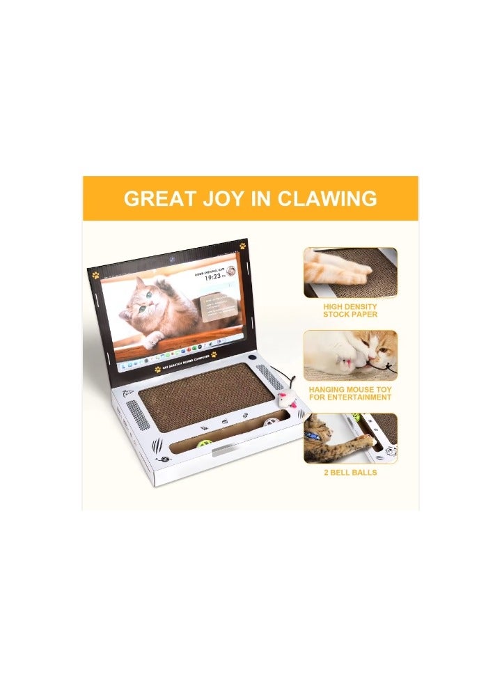 لعبة قطط قابلة للطي، لوحة خدش قطط على شكل كمبيوتر محمول 3 في 1، لوحة خدش قطط من الورق المقوى - Image 2
