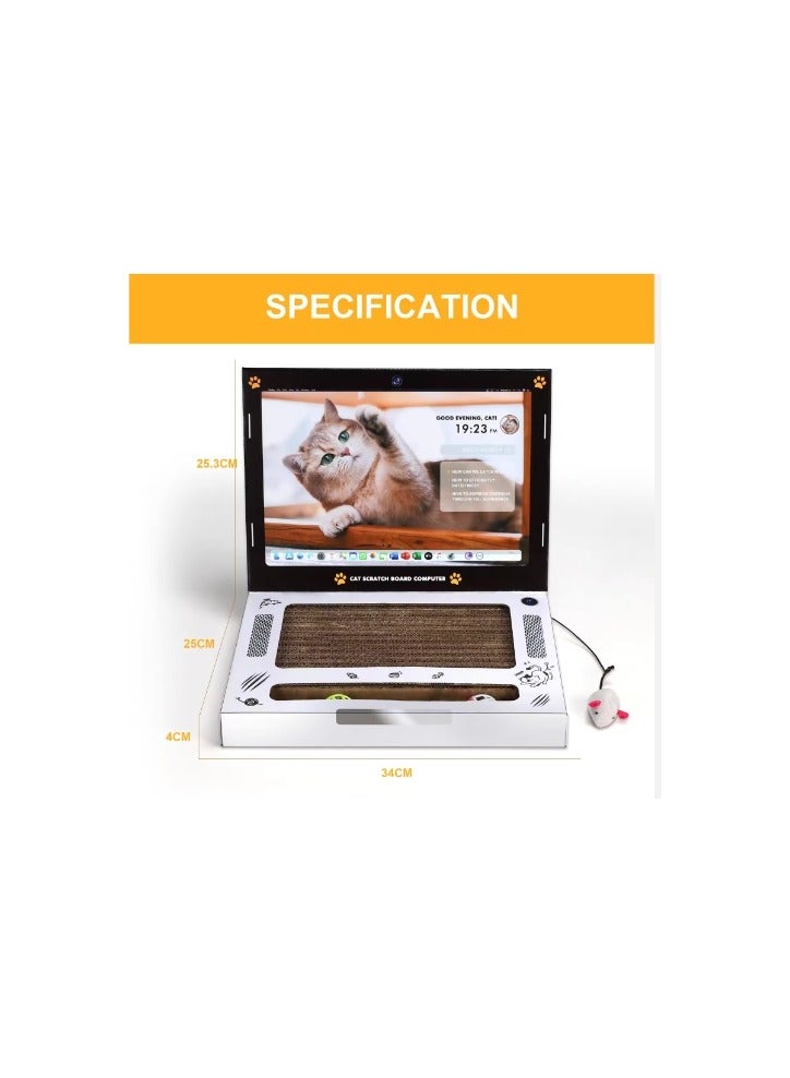 لعبة قطط قابلة للطي، لوحة خدش قطط على شكل كمبيوتر محمول 3 في 1، لوحة خدش قطط من الورق المقوى - Image 3