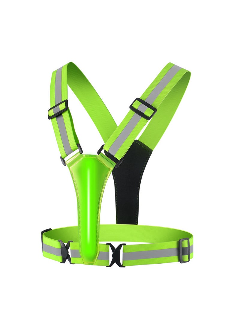 Generic LED Reflective Vest, 5 Lights Colors High Visibility Reflective Running Gear, Rechargeable Light Up Running Vest for Walking/Running/Cycling, Adjustable for Men/Women/Kids (Green) - Image 1