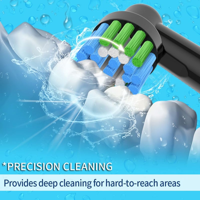 valuabletry 8pcs Replacement Heads Compatible with Oral B Electric Toothbrush, 4pcs Precision Clean and 4pcs Cross Clean Brush Heads, Black - Image 2