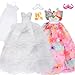 BLIJOLA White Gorgeous Doll Wedding Dress with Veil Pink Princess Long Evening Party Clothes Gowns Sets with Crowns Shoes for 115 inch Girl Doll - Image 2