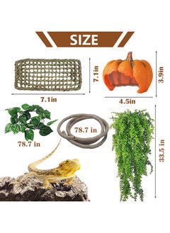 Kathson kathson Resin Reptile Pumpkin House Bearded Dragon Hammock Lizard Lounger 7.1 x 7.1in Reptiles Climbing Vines Leopard Gecko Tank Accessories Flexible Leaves Decor for Chameleon Snake Amphibians(5 Pcs)  - Image 3