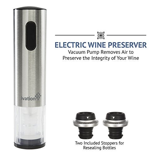 Ivation Electric Wine Gift Set – Includes Bottle Opener, Aerator, Vacuum Preserver, Stoppers, Foil Cutter & Charging Base - Image 4