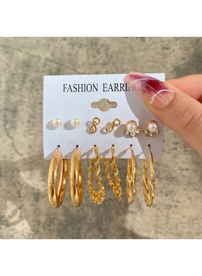 Goolsky Women’s 6-Piece Pearl & Cubic Zirconia Earring Set – Geometric Studs, Elegant Minimalist Multipack for Office & Daily Wear - Image 4