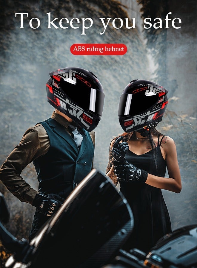 DUNISO Full-Face Motorbike Helmets Unisex Personalised Electric Vehicle Safety Helmet Four Seasons Knight Motorcycle Full Helmet，ightweight ABS Shell，Sport Motorcycle Helmet - Image 5