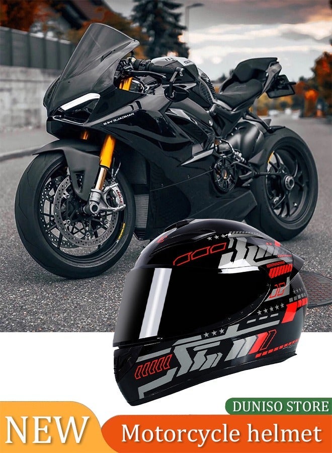 DUNISO Full-Face Motorbike Helmets Unisex Personalised Electric Vehicle Safety Helmet Four Seasons Knight Motorcycle Full Helmet，ightweight ABS Shell，Sport Motorcycle Helmet - Image 2