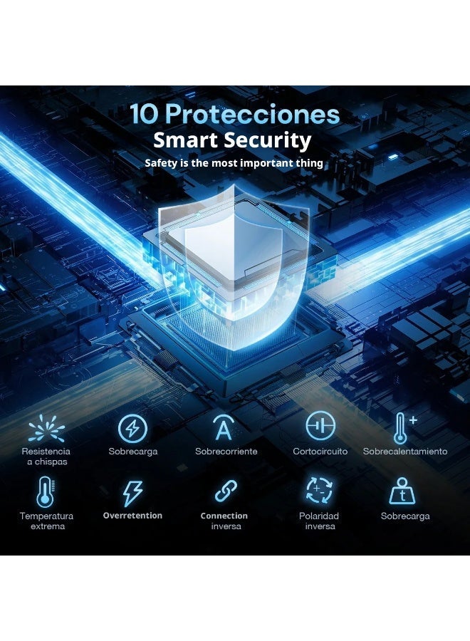 مُشغِّل سُرْعِيّ كَارٍ طَارِئٍ مَحْمُول 12 فولت 9000 أمبير - بمضخة هواء ومصدر طاقة محمول ومصباح، لجميع أنواع السيارات، درجة حرارة -40 م إلى +80 م - Image 4