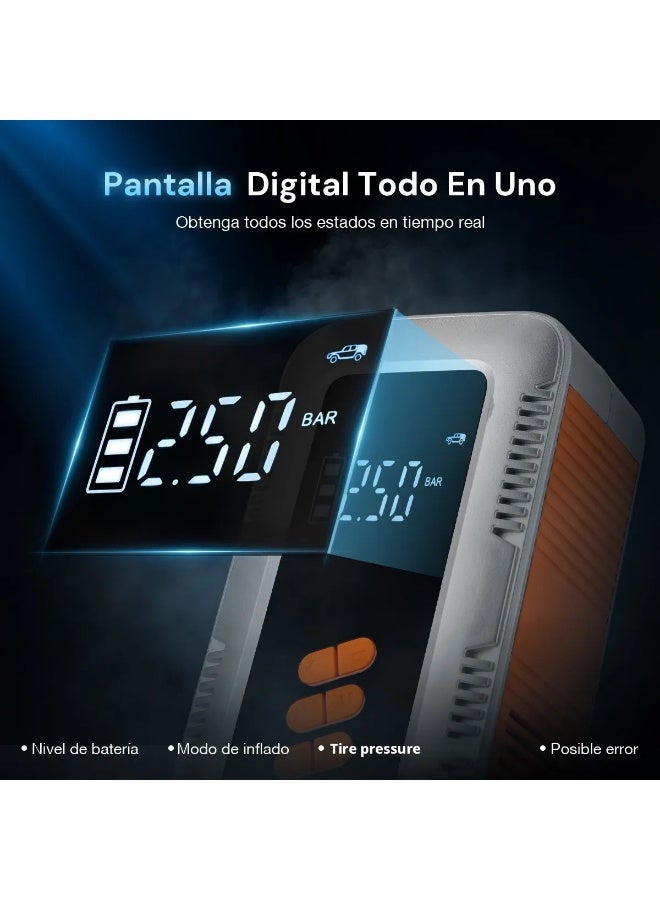 مُشغِّل سُرْعِيّ كَارٍ طَارِئٍ مَحْمُول 12 فولت 9000 أمبير - بمضخة هواء ومصدر طاقة محمول ومصباح، لجميع أنواع السيارات، درجة حرارة -40 م إلى +80 م - Image 5