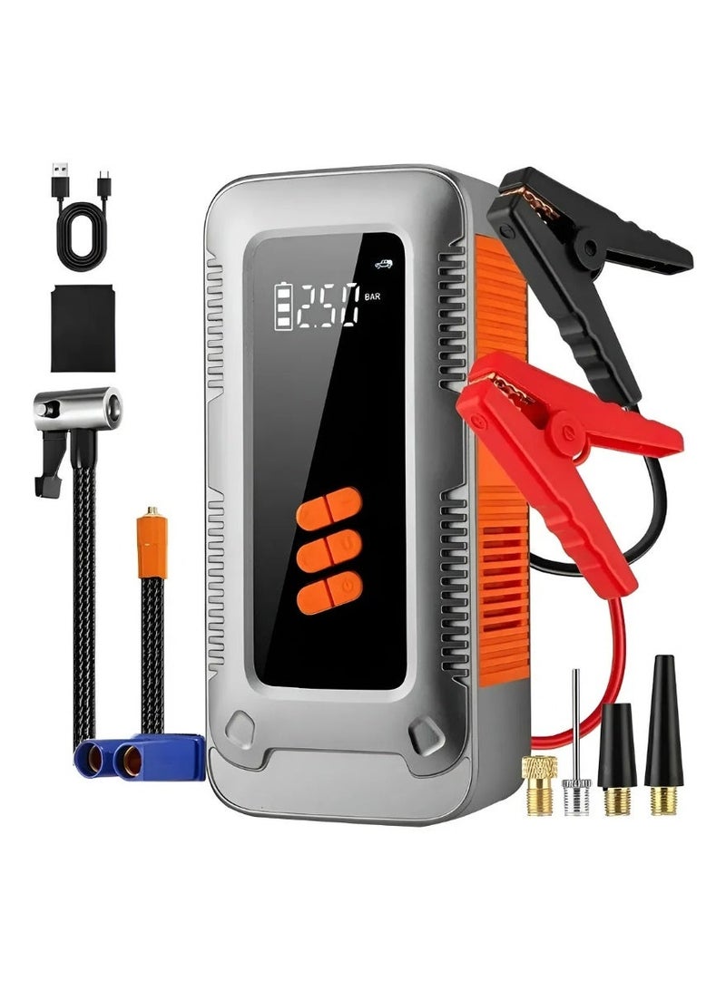 مُشغِّل سُرْعِيّ كَارٍ طَارِئٍ مَحْمُول 12 فولت 9000 أمبير - بمضخة هواء ومصدر طاقة محمول ومصباح، لجميع أنواع السيارات، درجة حرارة -40 م إلى +80 م - Image 1