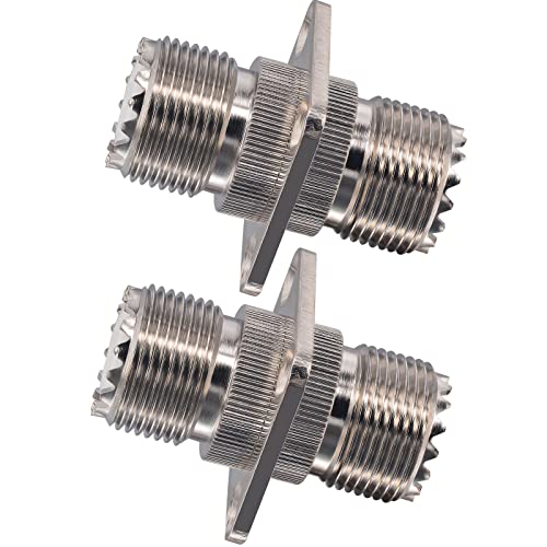 Onelinkmore RF SO239 to SO239 Chassis Mount Connector UHF Female Coupler CB Radio Coax PL259 UHF VHF Antenna 4 Hole Flange Panel Mount Adapter Pack of 2 - Image 4