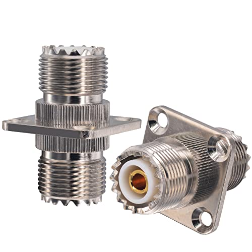 Onelinkmore RF SO239 to SO239 Chassis Mount Connector UHF Female Coupler CB Radio Coax PL259 UHF VHF Antenna 4 Hole Flange Panel Mount Adapter Pack of 2 - Image 5
