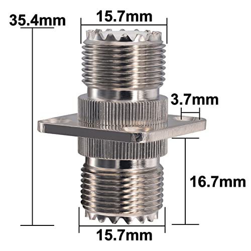 Onelinkmore RF SO239 to SO239 Chassis Mount Connector UHF Female Coupler CB Radio Coax PL259 UHF VHF Antenna 4 Hole Flange Panel Mount Adapter Pack of 2 - Image 2