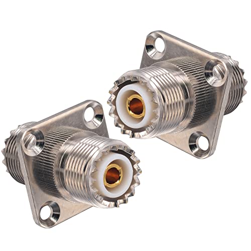 Onelinkmore RF SO239 to SO239 Chassis Mount Connector UHF Female Coupler CB Radio Coax PL259 UHF VHF Antenna 4 Hole Flange Panel Mount Adapter Pack of 2 - Image 3