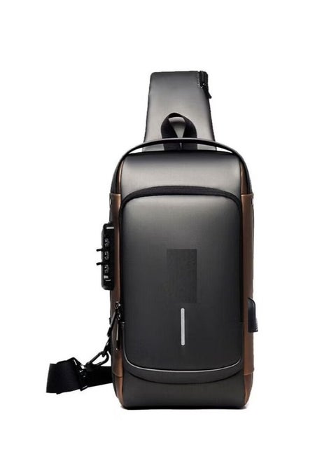 Men's Sling Bag Chest Shoulder Backpack Pack Cross Body Pouch Travel Sport Black Side Brown