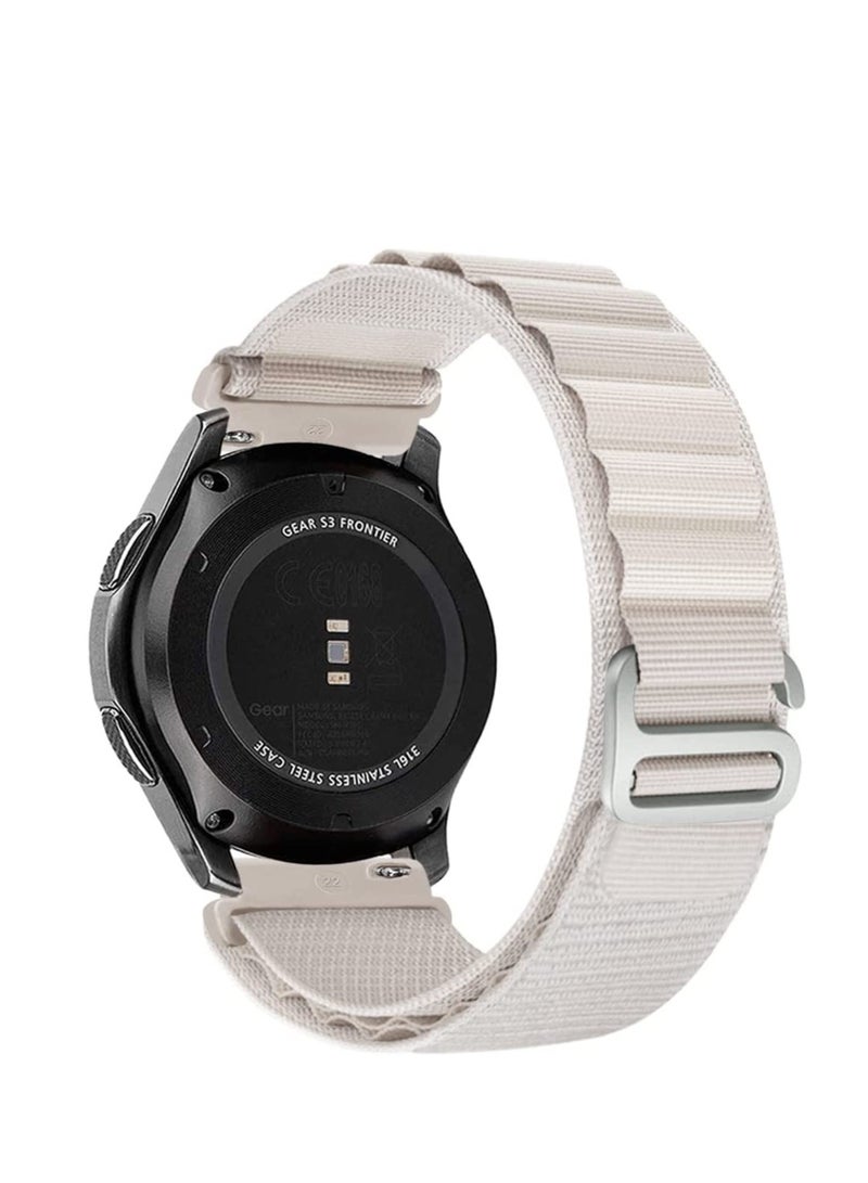 Alpine Loop 22mm Compatible With Samsung Gear S3 Classic - Frontier, Durable Sport Nylon Strap With Titanium G Hook  WHITE - Image 1