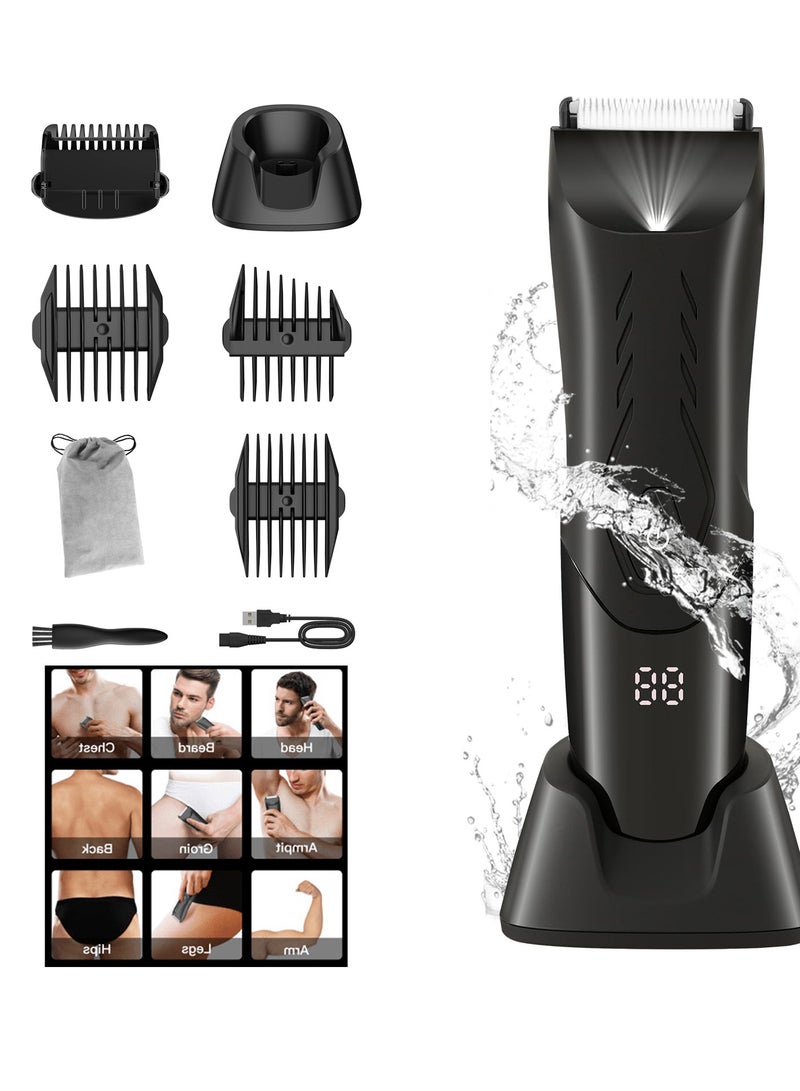 Excefore Hair Removal Shavers, Waterproof Hair Groomers, Cordless Ball Trimmer, Male Painless Wet Dry Hygiene Razor with Standing Charging Dock in Black, Perfect Young Men's Gift - Image 1