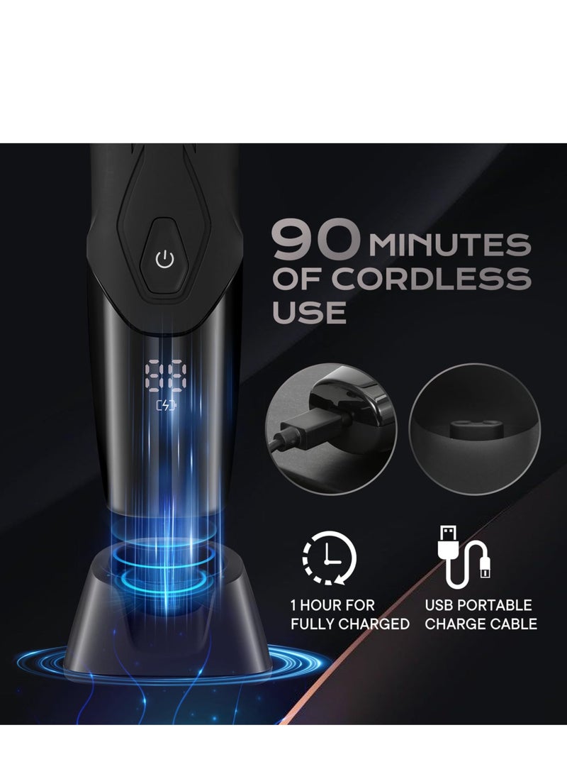 Excefore Hair Removal Shavers, Waterproof Hair Groomers, Cordless Ball Trimmer, Male Painless Wet Dry Hygiene Razor with Standing Charging Dock in Black, Perfect Young Men's Gift - Image 3