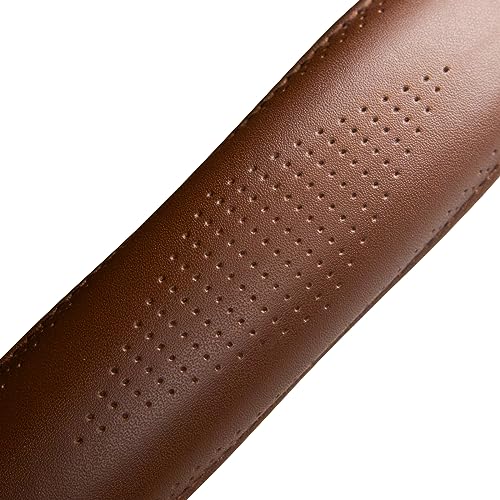 HAOKAY Top Grade Brown Genuine Leather Steering Wheel Cover Men Women, Luxury Steering Wheel Cover for Cars, SUVS and Trucks, Universal 14.5-15 inch - Image 4