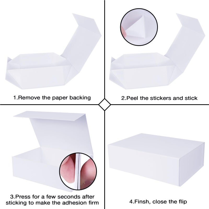 Aimyoo White Collapsible Gift Box with Magnetic Closure Lids 10.5x7x3 in, Bridesmaid Groomsman Proposal Boxes, Rectangle Storage Box 5 Pack - Image 3