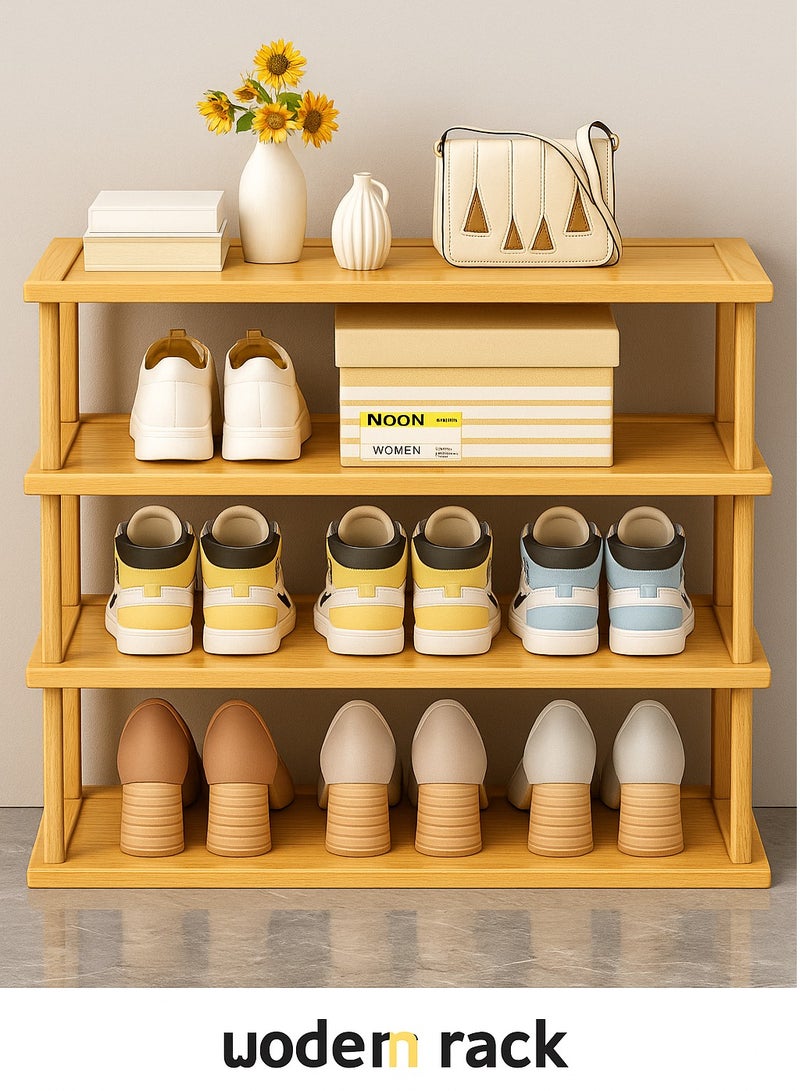 Generic 𝐅𝐅𝐃 Bamboo Shoe Rack – Storage Organizer, Multi-Functional Shelf for Shoes, Books, Plants & More – Lightweight, Easy to Assemble, Eco-Friendly Design, Beige  - Image 1