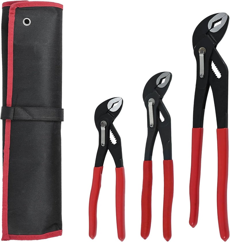 HighFree 3PCS Water Pump Pliers Set 7Inch, 10Inch, 12Inch, Tongue and Groove Pliers Set Quick Adjustment by Pressing and Sliding Grips Any Shaped Object - Image 1