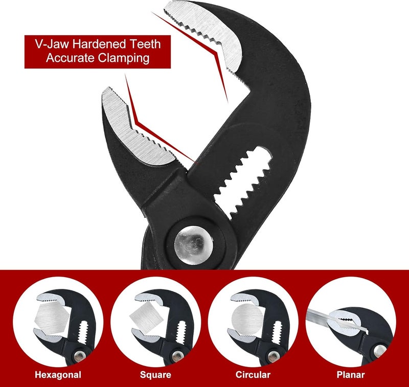 HighFree 3PCS Water Pump Pliers Set 7Inch, 10Inch, 12Inch, Tongue and Groove Pliers Set Quick Adjustment by Pressing and Sliding Grips Any Shaped Object - Image 3