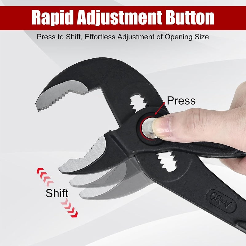 HighFree 3PCS Water Pump Pliers Set 7Inch, 10Inch, 12Inch, Tongue and Groove Pliers Set Quick Adjustment by Pressing and Sliding Grips Any Shaped Object - Image 4