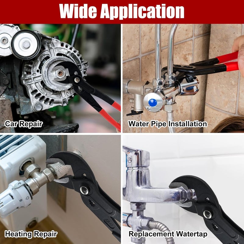 HighFree 3PCS Water Pump Pliers Set 7Inch, 10Inch, 12Inch, Tongue and Groove Pliers Set Quick Adjustment by Pressing and Sliding Grips Any Shaped Object - Image 5