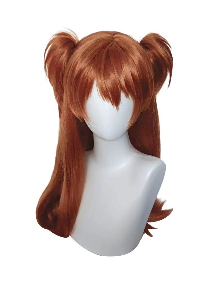 عام باروكة تمثيل لشخصية أسُوكا، بتصميم ذيلي حصان مزدوج وطويل، مزودة بمشابك على شكل مخالب نمر، مثالية لإكمال إطلالة الشخصية. - Image 1