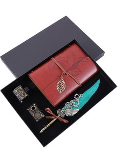 RATSAW Feather Pen and Ink Set Notebook Retro Vintage Quill Pen Calligraphy Writing Signature Dip Pen Fountain Pen with Notebook Pen Holder Birthday Gift for Student Friends  - Image 1