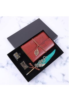 RATSAW Feather Pen and Ink Set Notebook Retro Vintage Quill Pen Calligraphy Writing Signature Dip Pen Fountain Pen with Notebook Pen Holder Birthday Gift for Student Friends  - Image 2