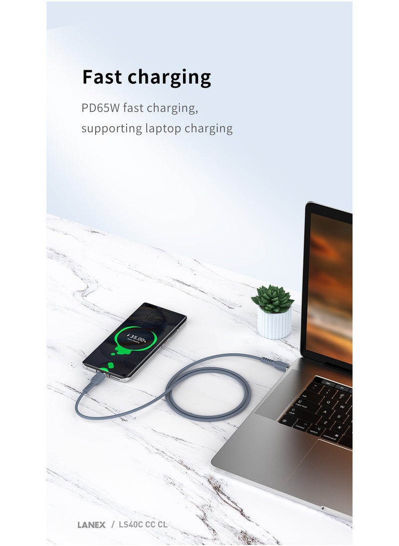 LANEX - Lanix LS40CL 1.5m USB-C to Lightning 30W PD Fast Charging Cable for iPhone 14, 14 Plus, 14 Pro, 14 Pro Max, iPhone 13, 12, 11, XS, Pro Max, Pro, Mini, SE, iPad 9 - Image 1