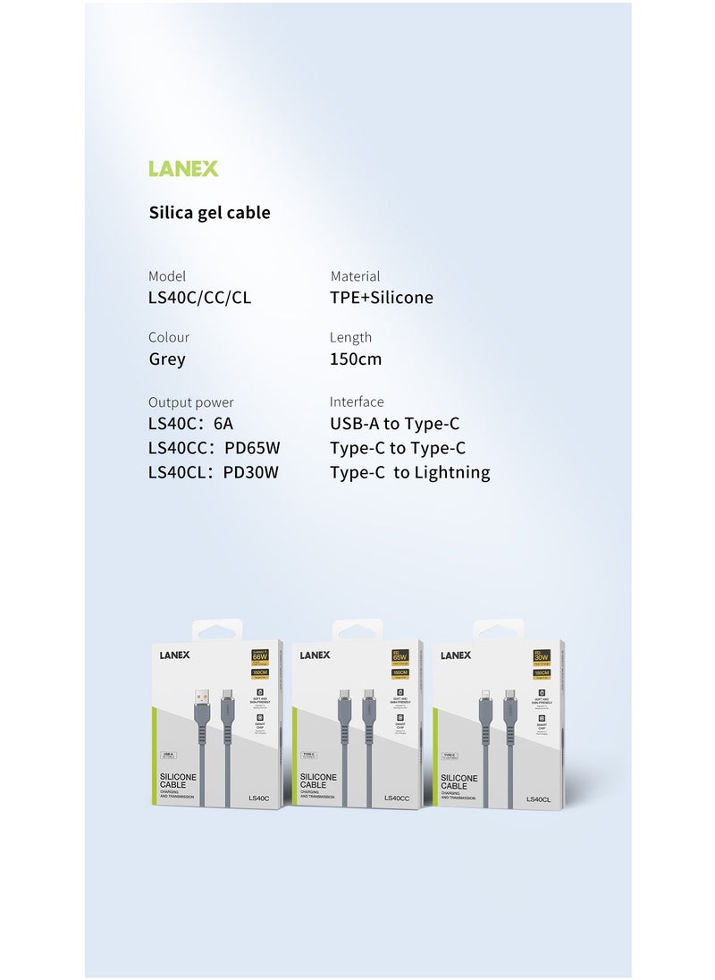 LANEX - Lanix LS40CL 1.5m USB-C to Lightning 30W PD Fast Charging Cable for iPhone 14, 14 Plus, 14 Pro, 14 Pro Max, iPhone 13, 12, 11, XS, Pro Max, Pro, Mini, SE, iPad 9 - Image 1