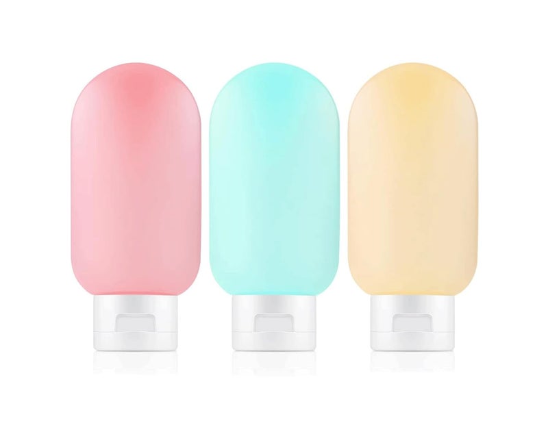 Pack of 3 Refillable Travel Bottles for Toiletries Plastic Container for Cream, Shampoo Hand Wash, Lotion Storage Bottle Travel Accessories Leak Proof (60 ML)