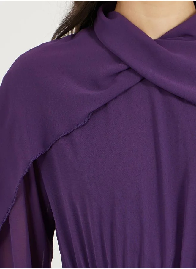 ستايلي High Neck Draped Detail A-Line Maxi Dress