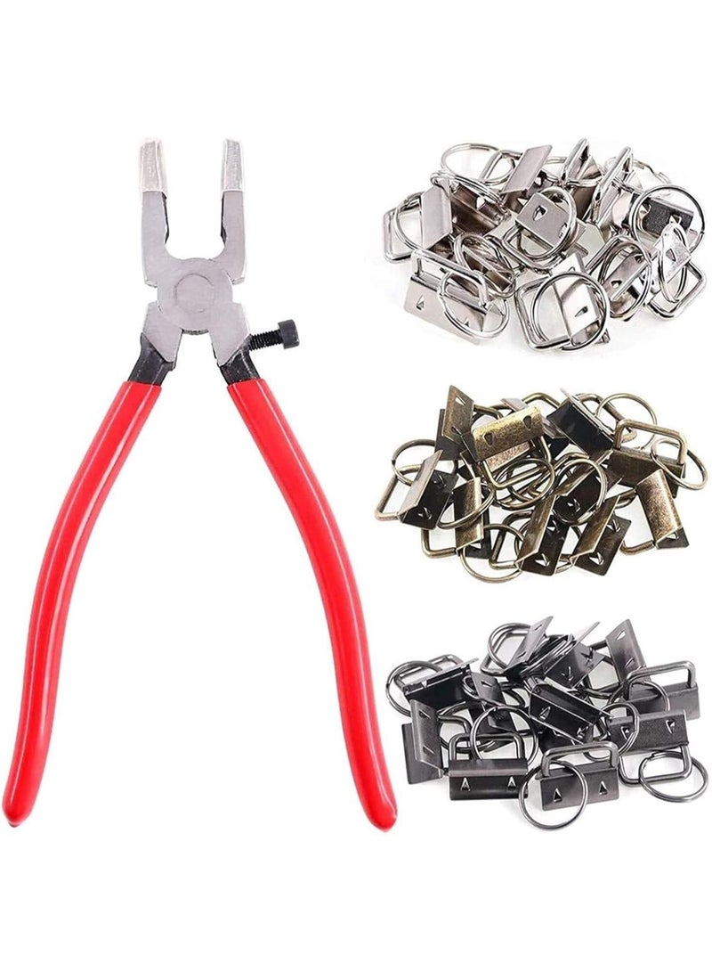 GGOOT Iron Tongs,Pliers,Carpenters Pincers,Tools 36 Sets 25mm 3 Colors Key Fob Hardware with 1Pcs Key Fob Pliers, Glass Running Pliers Tools with Jaws Pincers - Image 1