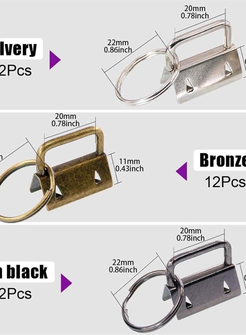 GGOOT Iron Tongs,Pliers,Carpenters Pincers,Tools 36 Sets 25mm 3 Colors Key Fob Hardware with 1Pcs Key Fob Pliers, Glass Running Pliers Tools with Jaws Pincers - Image 5