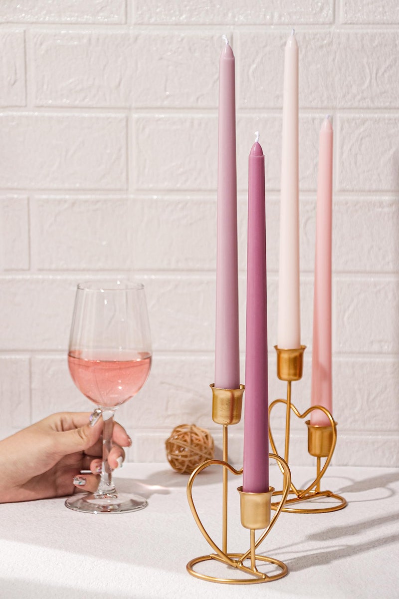 Viyffo 12 Inch Taper Candles Pink with a Purple Hue Set of 4 Unscented Smokeless Long Tall Tapered Candle for Candlesticks Sticks Wedding Advent Home Decor Dinner Christmas - Image 2