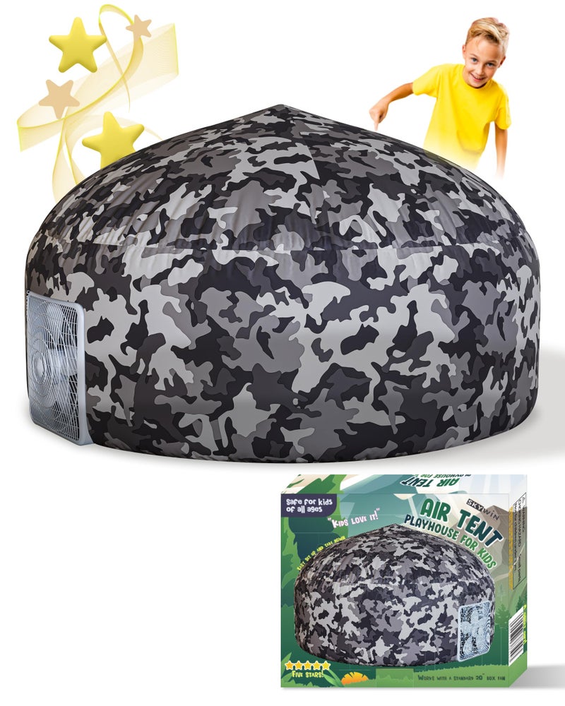 Skywin Air Tents for Kids 77 x 50 Builds in 30 Sec Indoor Tent for Imaginative Play Giant Kids Playhouse Perfect Christmas or Birthday Gift Fan Not IncludedCamo Adventure Base - Image 2
