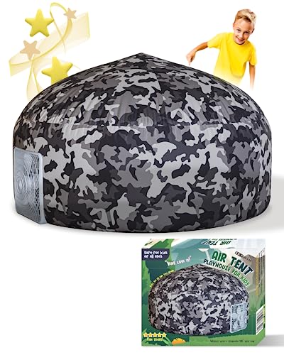 Skywin Air Tents for Kids 77 x 50 Builds in 30 Sec Indoor Tent for Imaginative Play Giant Kids Playhouse Perfect Christmas or Birthday Gift Fan Not IncludedCamo Adventure Base - Image 1