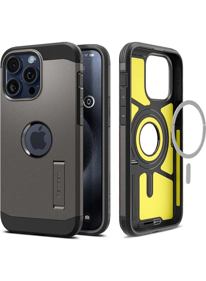 Captaintech Tough Armor MagFit for iPhone 15 Pro Case Cover with MagSafe - Gunmetal